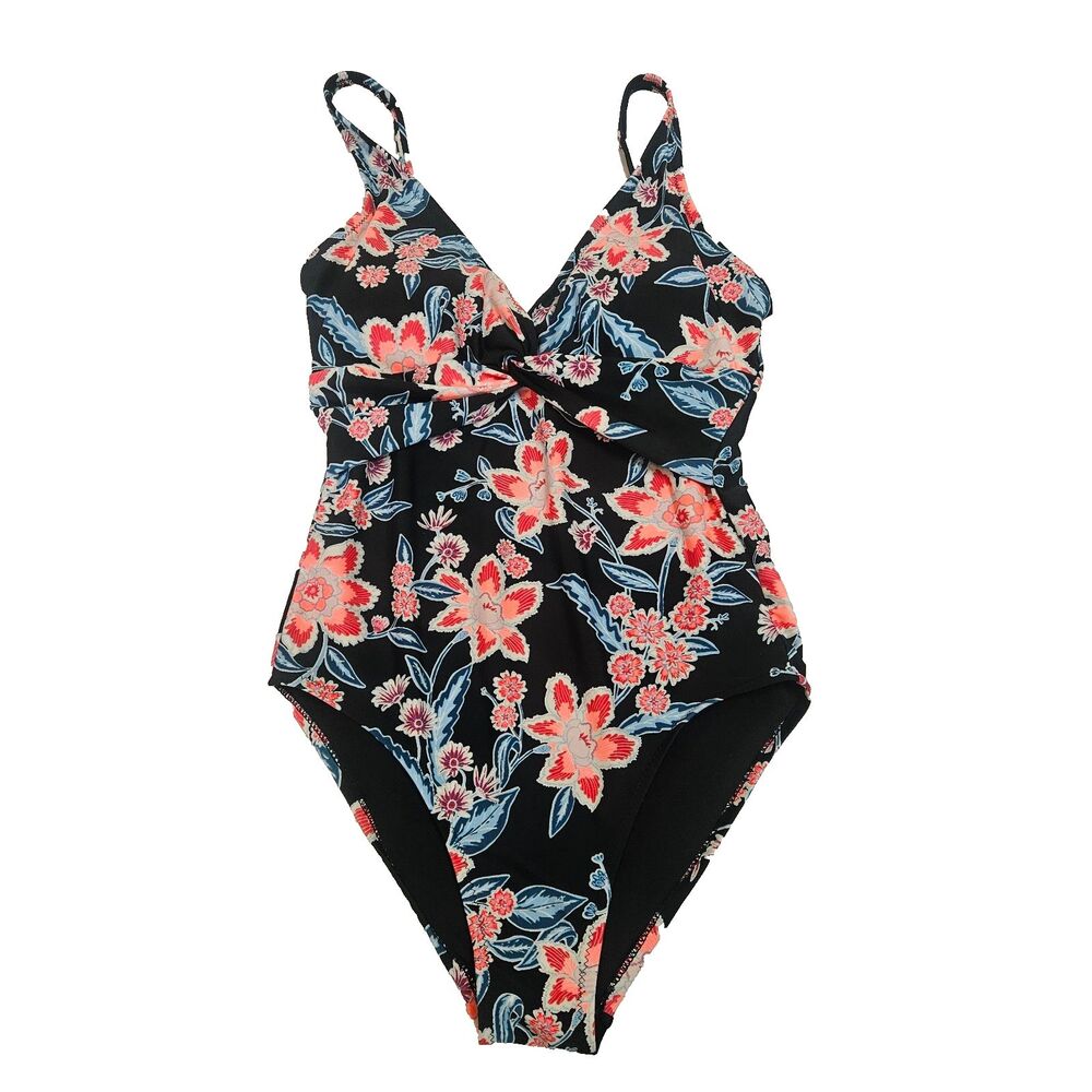 Old Navy Front Twist 1 Piece Swimsuit Women Sz Small Tropical Vacation Cruise